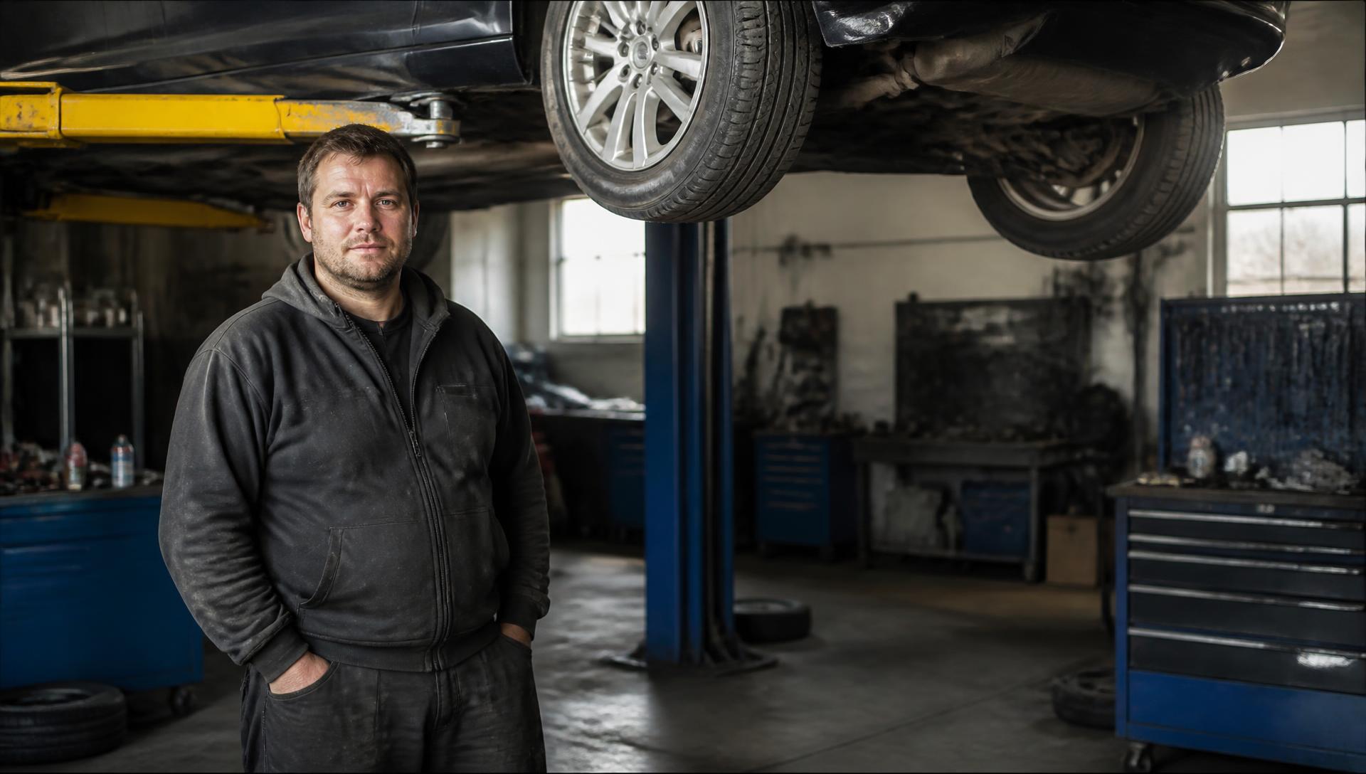 Autoserviso savininkas savo dirbtuvėse Lietuvoje
